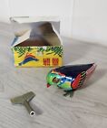 Vintage Wind up Pecking Blue Bird Magpie Tin Toy with Key