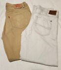 LOT OF 2 LEE LEVIS 550 Relaxed Fit 34x30 BROWN + LEE MODERN SERIES OFF WHITE
