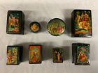 Lot of 8 Signed Lacquer Trinket Boxes made in  USSR (KYS11)