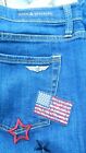 Rock & Republic Women's Blue Jeans INDEE Distressed Crop Size 8 American Flag