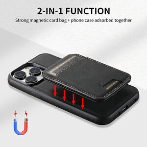 For iPhone 15 Pro Max 14 13 12 Magsafe Magnetic Wallet Card Holder Leather Case