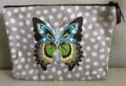 Thirty-One 31 Gifts Zipper Pouch Lots Dots Butterfly Gray Polka Dot