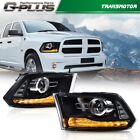 Fit For 09-2018 Dodge Ram 1500 2500 3500 Black Projector Headlights w/ LED DRL (For: Ram R/T)
