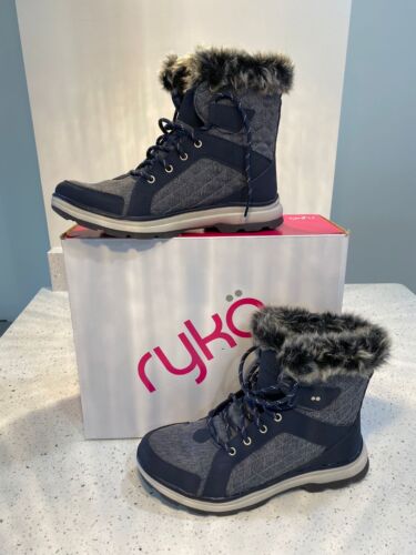 NWT Ryka Women’s Brisk Hiking Boots Color Navy and Gray Size US 8.5, 9.5