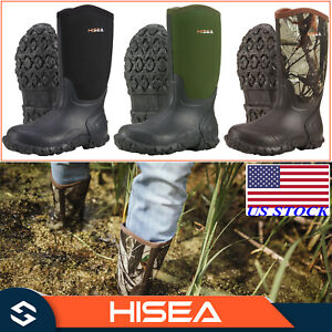 HISEA Men's Boots Mid-Calf Neoprene Rubber Insulated Rain Snow Muck & Mud Boots
