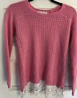 Pink Republic Pink Sweater With Lace Accents Size Xl (16)