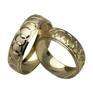 14k Solid Yellow Gold 6mm His and Her Wedding Band Ring Set- 5-13 Free Engraving