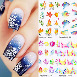 Nail Water Decals Stickers Wave Leaves Flower Butterfly Nail Art Decoration ಇ
