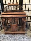 Victorian Bird Cage with Dome Antique   Wood and Metal & Tray