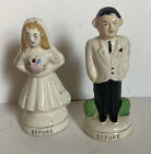 Vintage Before After Wedding Bride Groom Marriage Salt and Pepper Shakers Funny