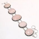 Rose Quartz Oval Shape Gemstone Handmade Fashion Jewelry Bracelet 7-8