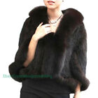 Ladies' Genuine Mink Fur Shawls Fox Fur Collar Women Fur Bridal Cape Coat Jacket