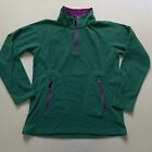 Vtg Reebok Sweater Womens S Teal Green Purple Trim Fleece Sweatshirt 1/4 Zip