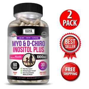 (2 pack) Myo & D-Chiro Inositol Plus 60ct, Women Hormone Support, Manage Stress