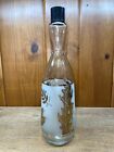 Vintage Arrow Vodka Liquor Bottle Decanter Libbey Gold Leaf Frosted Glass 1964