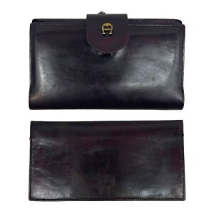 Vintage 70s ETIENNE AIGNER Leather Bifold Wallet Card Case Checkbook Cover BROWN