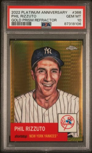 2022 Topps Chrome Platinum Gold Prism Refractor Phil Rizzuto PSA 10 A491