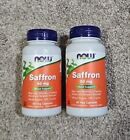 X2 Lot- Now Foods SAFFRON 50 mg 60 Veg Caps 2x- Sealed New- Exp 7/25