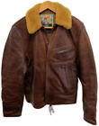Aero Leather Men's Jacket Size 38 Boa Collar Brown Horsehide Blouson Outerwear