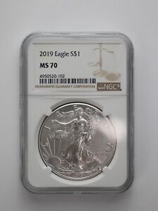 2019 U.S. S$1 1oz American Silver Eagle NGC MS70 Photo Example of the coin.