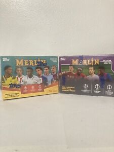 One (1) 2021/22 AND  One (1)2022/23 Topps Merlin Blaster Box Lot.
