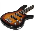 5 String Electric Bass Guitar Sunburst with 24 Frets Gig Bag and More Glarry GIB