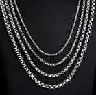 Round Box Chain Necklace Stainless Steel Cuban Men Women 18-24 inches,  2/3/4mm