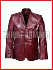 Men's Sheepskin Leather Blazer Jacket Two Button Red Leather Coat