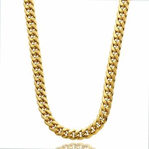 Lovebling 10k Yellow Gold Hollow Miami Cuban Necklace (3.5mm to 7.5mm)