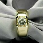 Solid 14k Yellow Gold REAL Certified Lab Grown Diamond Engagement Ring For Men