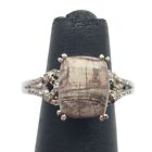 Chuck Clemency STS 925 Sterling Silver Brown Stone & Diamond Accents Ring SZ 9.5