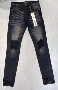 New purple brand Black Distressed Men's jeans Fashion Statement - Retro street