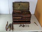 Vintage Oak Wood 5 Drawer Machinist Woodworking Tool Chest