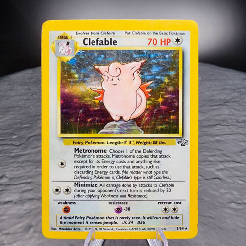 Pokemon Jungle Set Clefable 1/64 Rare Holo Card - Collectible Trading Card Game