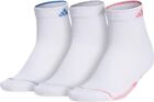 adidas Women's Cushioned Quarter Socks (3-pair)  White/Rose/Blue Size 5-10