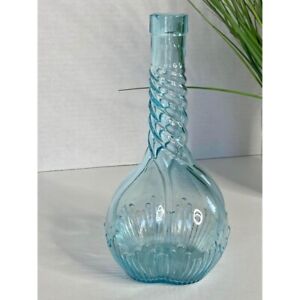 Vintage SpiralBlue Glass  Vase 11