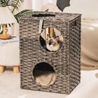 MewooFun Cat House Wicker Cat Bed for Indoor Cats Woven Rattan Cat Furniture