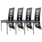 Set of 4 Leather Dining Chairs Living Room Chairs w/ High Back Metal Legs