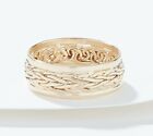 Polished Framed Wheat Spiga Band Ring Real 14K Yellow Gold Sizes 5 6 7 8 9 QVC