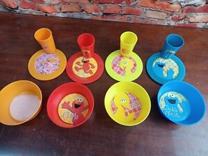 2005 Sesame Workshop  Holographic Plastic Child  Bowl, Cup & Coasters  Pre-owned