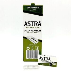 100 ASTRA Super Platinum Smooth Double Edge Safety Razor Blades (Box of 20x5)