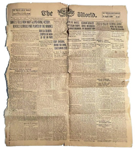 1918 Newspaper THE NEW YORK WORLD Antique Paper Ephemera News History WW1 era
