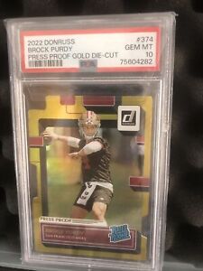 2022 Donruss Brock Purdy Gold Press Proof Die Cut Rated Rookie # 24/25 PSA 10