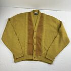 Vintage Sport King Cardigan Sweater Adult 2XL Yellow 1970s 1960s Button Up Suede