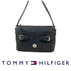 Vintage Y2K Tommy Hilfiger Black Logo Canvas Small Shoulder Bag Purse Handbag