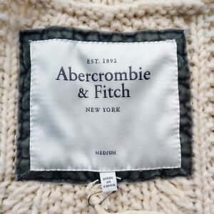 ABERCROMBIE & FITCH Womens Vintage Y2K Wool Babydoll Cream Crop Cardigan Sweater