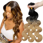 100% Soft Ombre Sew In Weaving Closure Body Wave Hair Extensions 16-24inch Human