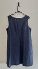 Lafayette 148 New York 100% Linen Navy Sheath Textured Dress | Size 16W