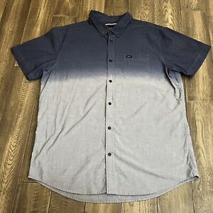 RVCA Men’s Button Up Short Sleeve Two Tone Fade Blue Shirt Size XXL