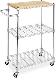 Kitchen Rolling Stand Microwave Cart Shelves Adjust 13.25 X 27.5 X 33.5 Inches